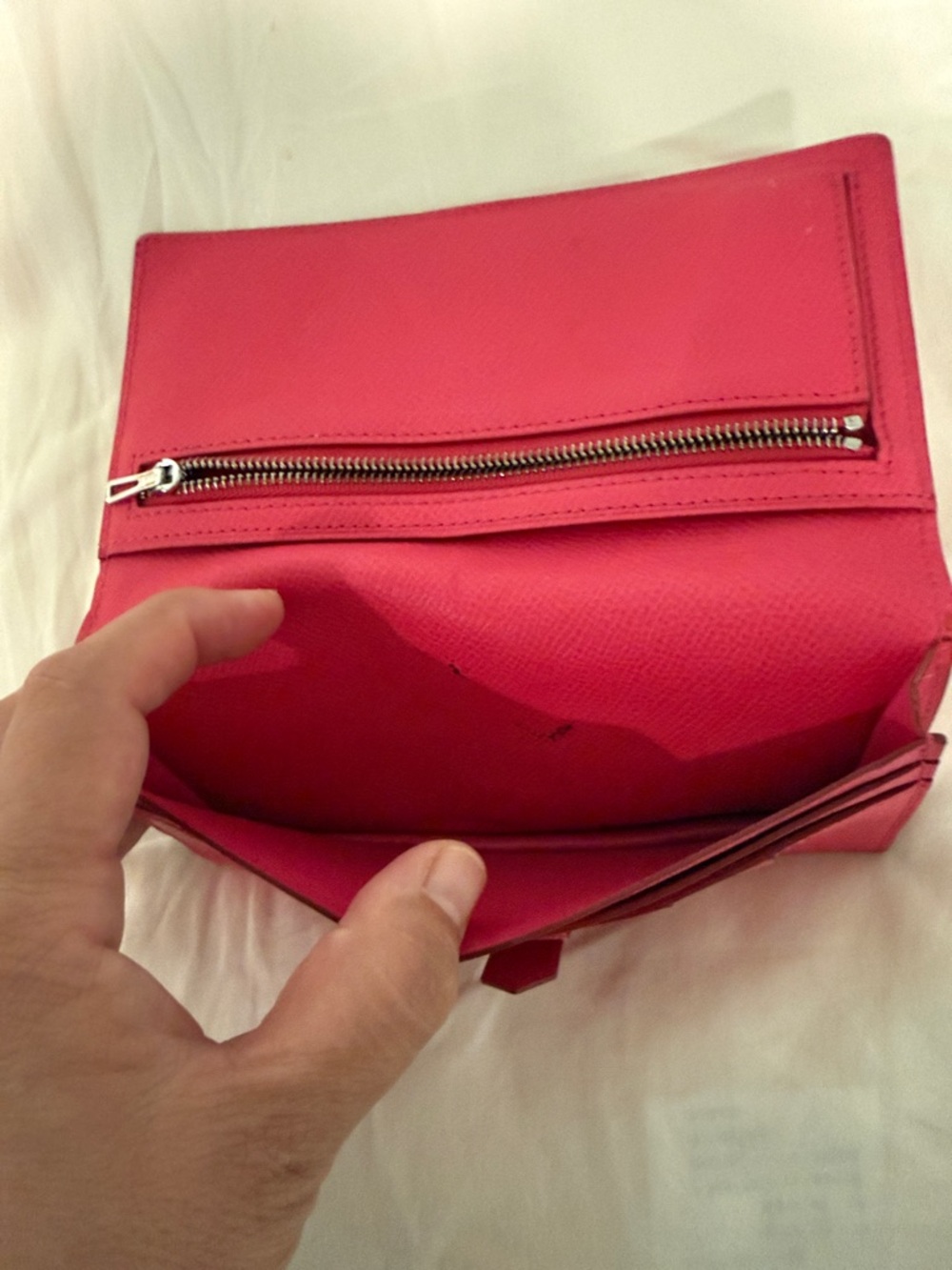 Pink Leather Wallet Clutch with Silver H Accent - Picture 5 of 7